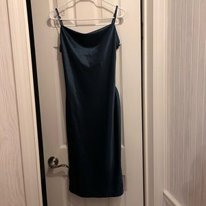 Green satin dress